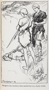 Illustration von Imogen und ihren Brüdern aus Cymbeline