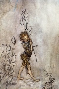 Puck, Charakter des Stücks. Illustration zu Ein Sommernachtstraum von William Shakespeare von Arthur Rackham
