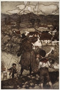 Sie lehrten sie, Drachen steigen zu lassen., aus Rip Van Winkle von Washington Irving, veröffentlicht 1910
