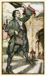 Der Kaiser von Lilliput inspiziert seine Truppen, aus Teil I: Eine Reise nach Lilliput in Gullivers Reisen von Jonathan Swift von Arthur Rackham