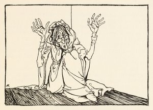Die Hexe saß an der Wand, aus Morgans Frenzy in Irish Fairy Tales von Arthur Rackham