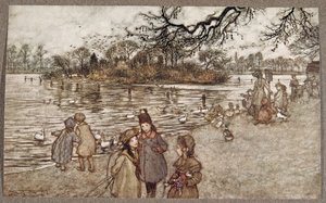 Die Insel, auf der alle Vögel geboren werden, die zu kleinen Jungen und Mädchen werden, aus Peter Pan in Kensington Gardens von J M Barrie, veröffentlicht 1906