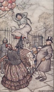 Die Dame mit den Ballons, die draußen sitzt (aus Peter Pan in Kensington Gardens von J. M. Barrie)