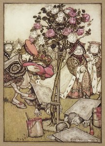 Die Königin wandte sich wütend von ihm ab und sagte zum Buben: "Dreh sie um", aus Alice im Wunderland, von Lewis Carroll, veröffentlicht 1907 (Farblithografie) von Arthur Rackham