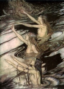 Die Rheintöchter, aus Siegfried und Die Götterdämmerung von Richard Wagner, 1911 von Arthur Rackham
