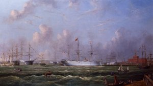 Das indische Truppenschiff "Serapis" bei der Ankunft in Portsmouth