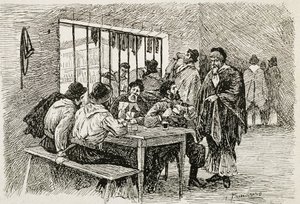 Argentinien (20. Jahrhundert). „Pulperia“, eine Taverne und Spirituosengeschäft. Illustration von T.Tamarera. Gravur von Artist Unknown