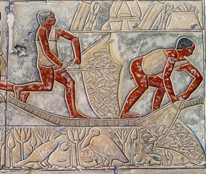 Kunst Ägypten: Fischen bis zur Erschöpfung. Das College ähnelt der Mastaba von Mereruka. von Artist Unknown