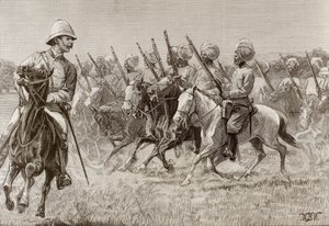 Britisches Empire (19. Jh.). Die neuen Regimenter von Burma. Kompanie der berittenen Infanterie des zweiten Regiments. Gravur. von Artist Unknown