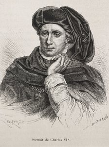 Karl VI. von Frankreich, genannt „der Wohlgeliebte“ (1368-1422). König von Frankreich (1380-1422), Valois-Dynastie. (Stich) von Artist Unknown