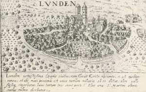 Stadt Lund, die im Mittelalter zu Dänemark gehörte von Artist Unknown