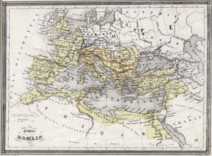 Geografische Karte des Römischen Reiches. In "Universal Atlas of Ancient and Modern Geography" von Vuillemin, um 1851 von Artist Unknown
