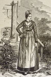 Deutschland (19. Jh.). Gesellschaft (1879). Elsass. Frauen in der Region. Derzeit wurde Elsass vom Deutschen Reichstag gehalten (1871-1918). Gravur. Private Sammlung von Artist Unknown
