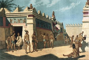 Maya-Zivilisation, mesoamerikanisches Ballspiel, Lithografie von Artist Unknown