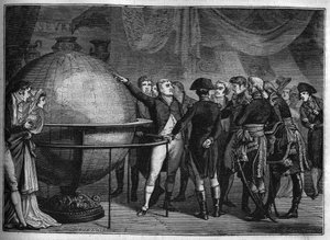 NAPOLEON BONAPARTE, erster KONSUL, BESUCHT die HALLEN des LOUVRE mit Charles James Fox, britischer Staatsmann, im Jahr 1801 von Artist Unknown