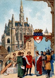 Saint Louis gründete die Sainte Chapelle in Paris, um die Dornenkrone zu deponieren. von Artist Unknown