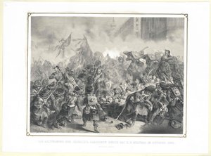 Der Angriff auf die Jaegerzeil-Barrikade durch das k. k. Militär im Oktober 1848 von Artist Unknown