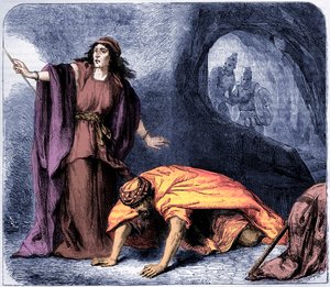 Die Erweckung Samuels durch die Hexe von Endor - Bibel (Druck) von Artist Unknown