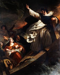 Der heilige Thomas von Aquin predigt Vertrauen in Gott während des Sturms von Ary Scheffer