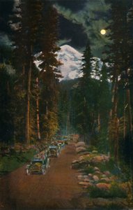 Auf dem Weg vom Mount Rainier Nationalpark, Washington, um 1916