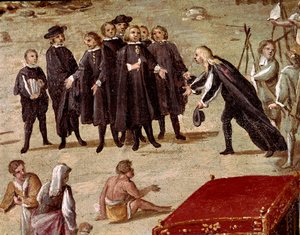 Platz des Gerichts der Vicaria in Neapel zur Zeit der Revolution von Masaniello (Detail)