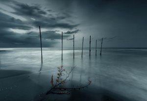 Stimmungsvolle See-Pfähle