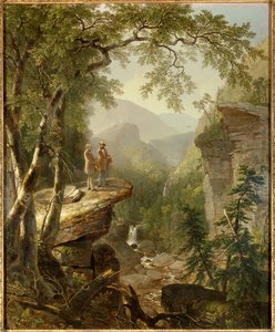 Brüderlichkeit des Geistes. Der Maler Thomas Cole (1801-1848) und der Dichter William Cullen Bryant (1794-1878) interagieren in einer romantischen Landschaft. Privatbesitz - Verwandte Geister. Der große Künstler des Hudson River