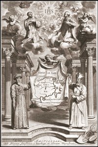 Adam Schall (links) und Matteo Ricci (rechts) in chinesischer Mandarin-Kleidung, Frontispiz von „China“ von Athanase Kircher (oder Athanasius Kircheri)
