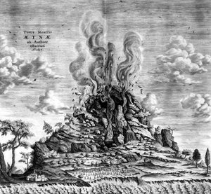 Der Ätna im Jahr 1637 - in „Die Unterwelt“ von Athanasi Kircheri