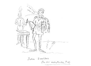 König Johann lächelt, als er die Magna Charta unterzeichnet von Aubrey Beardsley