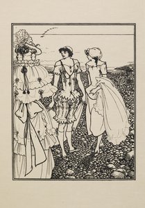 Am Strand von Dieppe (Die Badenden), aus einem Buch mit fünfzig Zeichnungen von Aubrey Beardsley