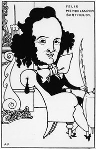 Porträt von Felix Mendelssohn-Bartholdy (1809-1847), Zeichnung von A. Beardsley. von Aubrey Beardsley