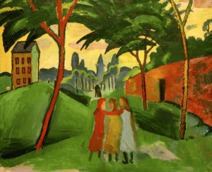 Landschaft mit drei Mädchen von August Macke