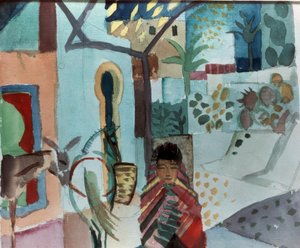 Mädchen mit Pferd und Esel von August Macke