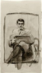 Selbstbildnis, zeichnend von August Macke