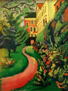 Unser Garten mit blühenden Rabatten von August Macke
