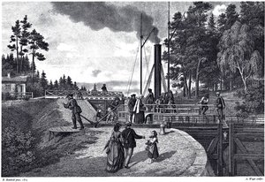 Ansicht der Juustila-Schleuse in Finnland, 1873 von August Weger