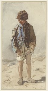 Ungarischer Junge, stehend und von vorne, barfuß und mit einer Pelzmütze von August Xaver Carl von Pettenkofen