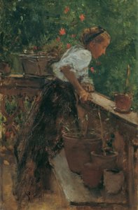 Bauernmädchen auf dem Balkon