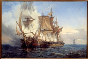 Schlacht zwischen der Bellona und Lord Nelson. Gemälde von Auguste Mayer (1805-1890) 1872. Brest, Museum der Schönen Künste