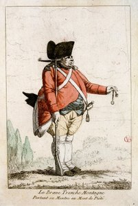 Der tapfere Slice Mountain trägt seine Uhr am Piety Mountain. In "Kostüme der Zeit der Revolution 1790-1793". Farbenfrohe Wasser von Herrn Guillaumot Jr.