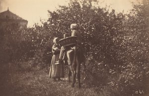 Zwei Frauen mit Esel