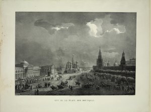 Obere Handelsreihen am Roten Platz in Moskau, um 1830