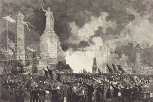14. Juli. Beleuchtung des Place de la République, 1883 von Auguste Lepere
