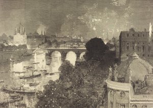 Der 14. Juli. Beleuchtung der Seine vom Pont Neuf bis zum Pont au Change, 1882 von Auguste Lepere