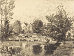Alte Fußgängerbrücke, Ufer des kleinen Morin, 1915