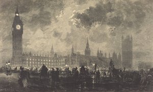 Parlament um 9 Uhr abends - London