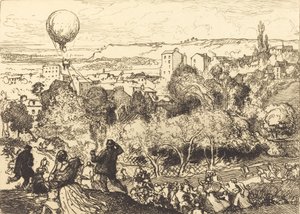Der fallende Ballon, in Pré-Saint-Gervais, 1910 von Auguste Lepere