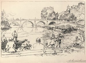 Der Wasserplatz am Pont Marie, 1915