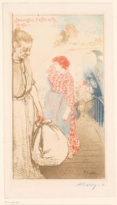 Wäscherinnen auf einer Treppe entlang der Seine von Auguste Lepère (signed by artist)
